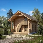 100 m2 İki katlı kütük ev modeli