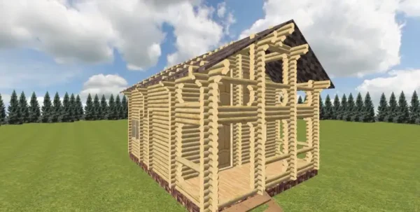 Ahşap tomruktan yapılma 192 m2 bir ev görünümü