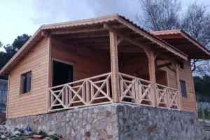 100 m2 taş karkaslı ahşap ev