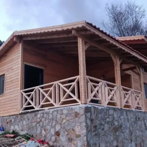 100 m2 taş karkaslı ahşap ev