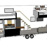 Mobil Ahşap Karavan Portre Çizim Görsel