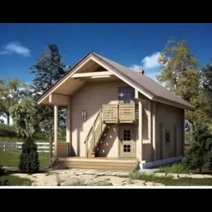 100 m2 kütük ağaç ev görünümü