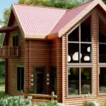 Bol Yeşillikli Camlı İki Katlı Çizim