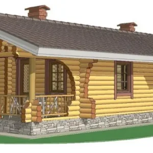 Tek katlı, tomruklardan yapılmış 81 m2 ahşap ev