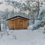 Karlar asasında ahşap ev 35 m2 orman evi