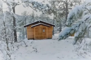 Karlar asasında ahşap ev 35 m2 orman evi