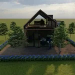 51 m2 1+1 Ahşap bungalov ev, şık tasarımı ile sizi doğaya davet ediyor.