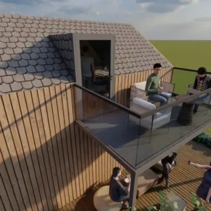 51 m2 1+1 Ahşap bungalov teras bölümü