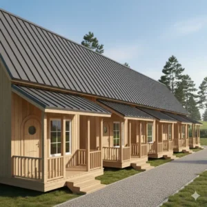 Çatısı düz ahşap bungalov