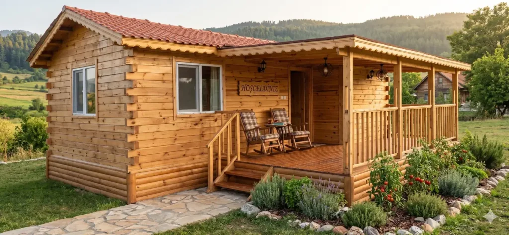 50 m2 Tek Katlı Kütük Ev Maliyeti Yan Ön Çekim