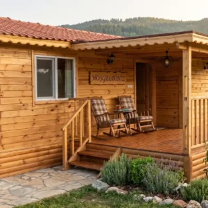 50 m2 Tek Katlı Kütük Ev Maliyeti Yan Ön Çekim