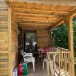 Ahşap bungalov ev ahşap balkon