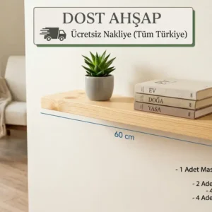 Doğal Ahşap raf, bitki ve kitaplar