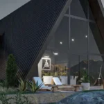 ahşap bungalov ev, A-frame tasarım, modern mimari