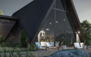 ahşap bungalov ev, A-frame tasarım, modern mimari
