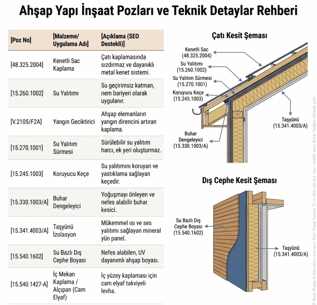 Ahşap yapı detayları ve kesitler. Ahşap Ev İnşaat Pozları