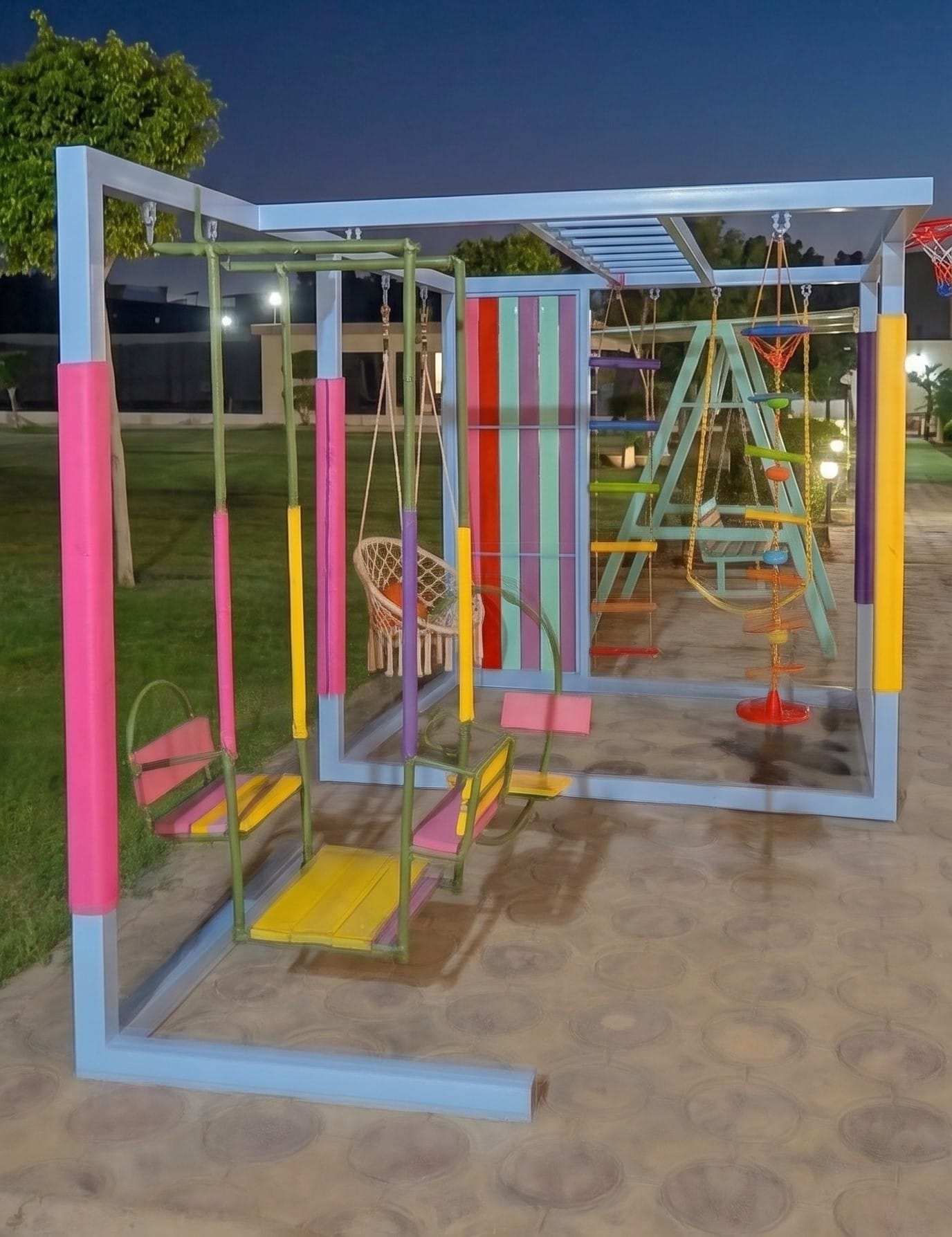 Çok Fonksiyonlu Ahşap & Metal Bahçe Çocuk Oyun Parkı ve Dinlenme İstasyonu - Görsel 3