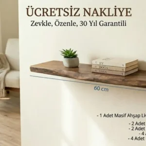Masif Ceviz raf, bitki ve kitaplar