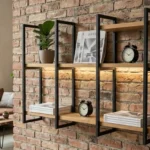 Demir ve Ahşap Loft Duvar Rafı